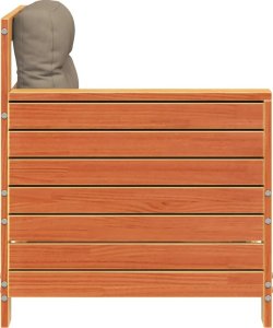 vidaXL Siedzisko ogrodowe z podłokietnikiem i poduszką, woskowy brąz 5