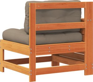 vidaXL Siedzisko ogrodowe z podłokietnikiem i poduszką, woskowy brąz 6