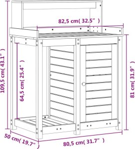 vidaXL Stolik ogrodniczy z półką, 82,5x50x109,5 cm, drewno daglezjowe 10