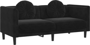 vidaXL Sofa 2-osobowa z poduszkami, czarna, aksamit 2