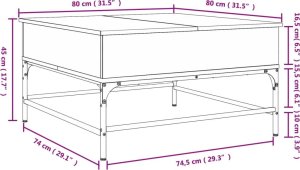 vidaXL Stolik kawowy, dąb sonoma, 80x80x45 cm 11