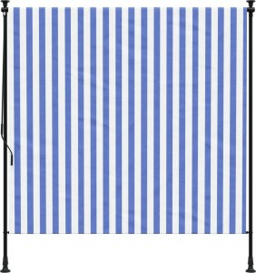 vidaXL Roleta zewnętrzna, niebiesko-biała, 150x270 cm, tkanina i stal 3