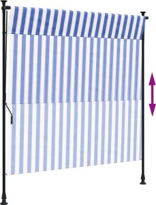vidaXL Roleta zewnętrzna, niebiesko-biała, 150x270 cm, tkanina i stal 6