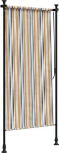 vidaXL Roleta zewnętrzna, żółto-biała, 100x270 cm, tkanina i stal 5