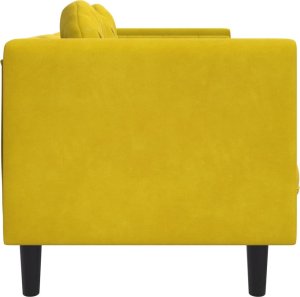 vidaXL Sofa 2-osobowa z poduszkami, żółta, aksamit 5