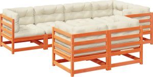 vidaXL 7-cz zestaw wypoczynkowy do ogrodu, z poduszkami, woskowy brąz 2