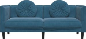 vidaXL Sofa 2-osobowa z poduszkami, niebieska, aksamit 4
