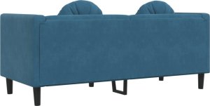 vidaXL Sofa 2-osobowa z poduszkami, niebieska, aksamit 6