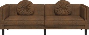 vidaXL Sofa 3-os., brązowa, sztuczna skóra zamszowa 4