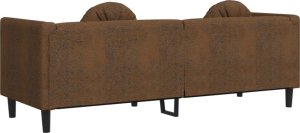 vidaXL Sofa 3-os., brązowa, sztuczna skóra zamszowa 6