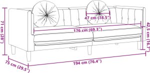 vidaXL Sofa 3-os., brązowa, sztuczna skóra zamszowa 9