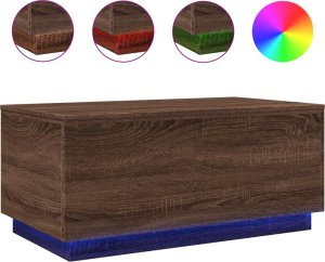 vidaXL Stolik kawowy z oświetleniem LED, brązowy dąb, 90x50x40 cm 2