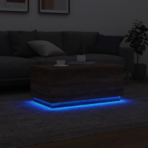 vidaXL Stolik kawowy z oświetleniem LED, brązowy dąb, 90x50x40 cm 5