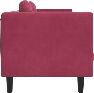 vidaXL Sofa z poduszkami, 2-osobowa, czerwone wino, aksamitna 5