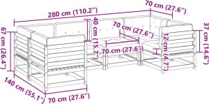 vidaXL 6-cz. zestaw wypoczynkowy do ogrodu, z poduszkami, daglezja 10