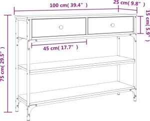 vidaXL Stolik konsolowy, dąb sonoma, 100x25x75 cm 11
