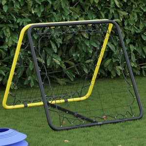 vidaXL Rebounder piłkarski, dwustronny, regulowany, żółto-czarny, stal 1