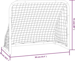 vidaXL Bramka piłkarska z siatką, czerwono-czarna, stal, 90x48x71 cm 8