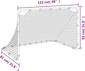 vidaXL Bramka do piłki nożnej, biała, 122x81x81 cm, stalowa 8