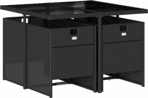 vidaXL 5-cz. zestaw mebli ogrodowych z poduszkami, czarny, polirattan 3