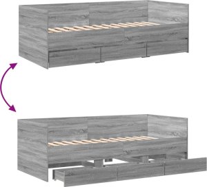 vidaXL Leżanka z szufladami, szary dąb sonoma, 75x190 cm 8