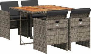 vidaXL 5-cz. zestaw mebli ogrodowych z poduszkami, szary, rattan PE 2