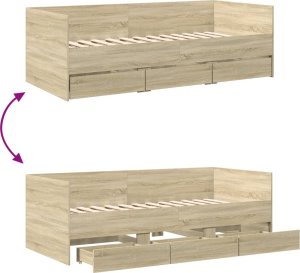 vidaXL Leżanka z szufladami, dąb sonoma, 75x190 cm 8