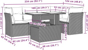 vidaXL 6-cz. zestaw mebli ogrodowych z poduszkami, czarny polirattan 9