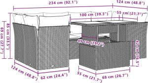 vidaXL 7-cz. zestaw wypoczynkowy do ogrodu, z poduszkami, czarny 9