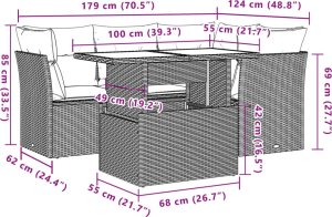 vidaXL 5-cz. zestaw wypoczynkowy do ogrodu, poduszki, czarny rattan PE 9