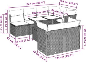 vidaXL 8-cz. zestaw wypoczynkowy do ogrodu, z poduszkami, czarny 9
