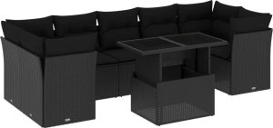 vidaXL 8-cz. zestaw wypoczynkowy do ogrodu, z poduszkami, czarny 2