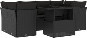 vidaXL 7-cz. zestaw wypoczynkowy do ogrodu, z poduszkami, czarny 2