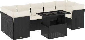 vidaXL 8-cz. zestaw wypoczynkowy do ogrodu, z poduszkami, czarny 2