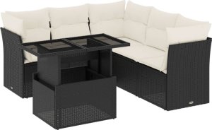 vidaXL 6-cz. zestaw mebli ogrodowych z poduszkami, czarny polirattan 2