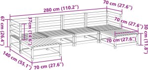 vidaXL 6-cz. zestaw mebli ogrodowych, lite drewno sosnowe 11
