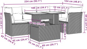 vidaXL 6-cz. zestaw mebli ogrodowych z poduszkami, czarny polirattan 9