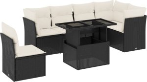 vidaXL 7-cz. zestaw wypoczynkowy do ogrodu, z poduszkami, czarny 2