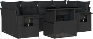 vidaXL 7-cz. zestaw wypoczynkowy do ogrodu, z poduszkami, czarny 2