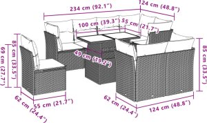 vidaXL 9-cz. zestaw wypoczynkowy do ogrodu, z poduszkami, czarny 9