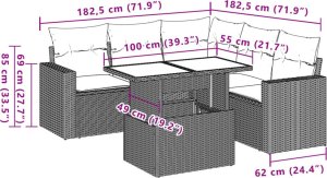 vidaXL 6-cz. zestaw mebli ogrodowych z poduszkami, czarny polirattan 10