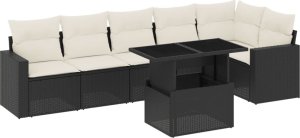 vidaXL 7-cz. zestaw wypoczynkowy do ogrodu, z poduszkami, czarny 2