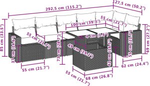 vidaXL 7-cz. zestaw wypoczynkowy do ogrodu, z poduszkami, czarny 10