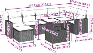 vidaXL 8-cz. zestaw wypoczynkowy do ogrodu, z poduszkami, czarny 11