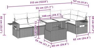 vidaXL 7-cz. zestaw wypoczynkowy do ogrodu, z poduszkami, czarny 11