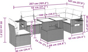 vidaXL 7-cz. zestaw wypoczynkowy do ogrodu, z poduszkami, czarny 11