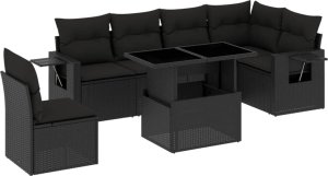 vidaXL 7-cz. zestaw wypoczynkowy do ogrodu, z poduszkami, czarny 2