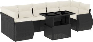 vidaXL 8-cz. zestaw wypoczynkowy do ogrodu, z poduszkami, czarny 2