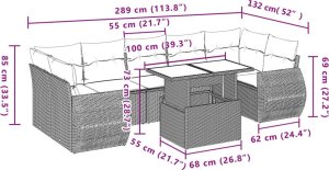 vidaXL 8-cz. zestaw wypoczynkowy do ogrodu, z poduszkami, czarny 10