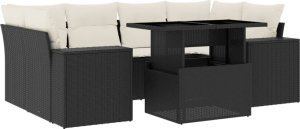 vidaXL 7-cz. zestaw wypoczynkowy do ogrodu, z poduszkami, czarny 2